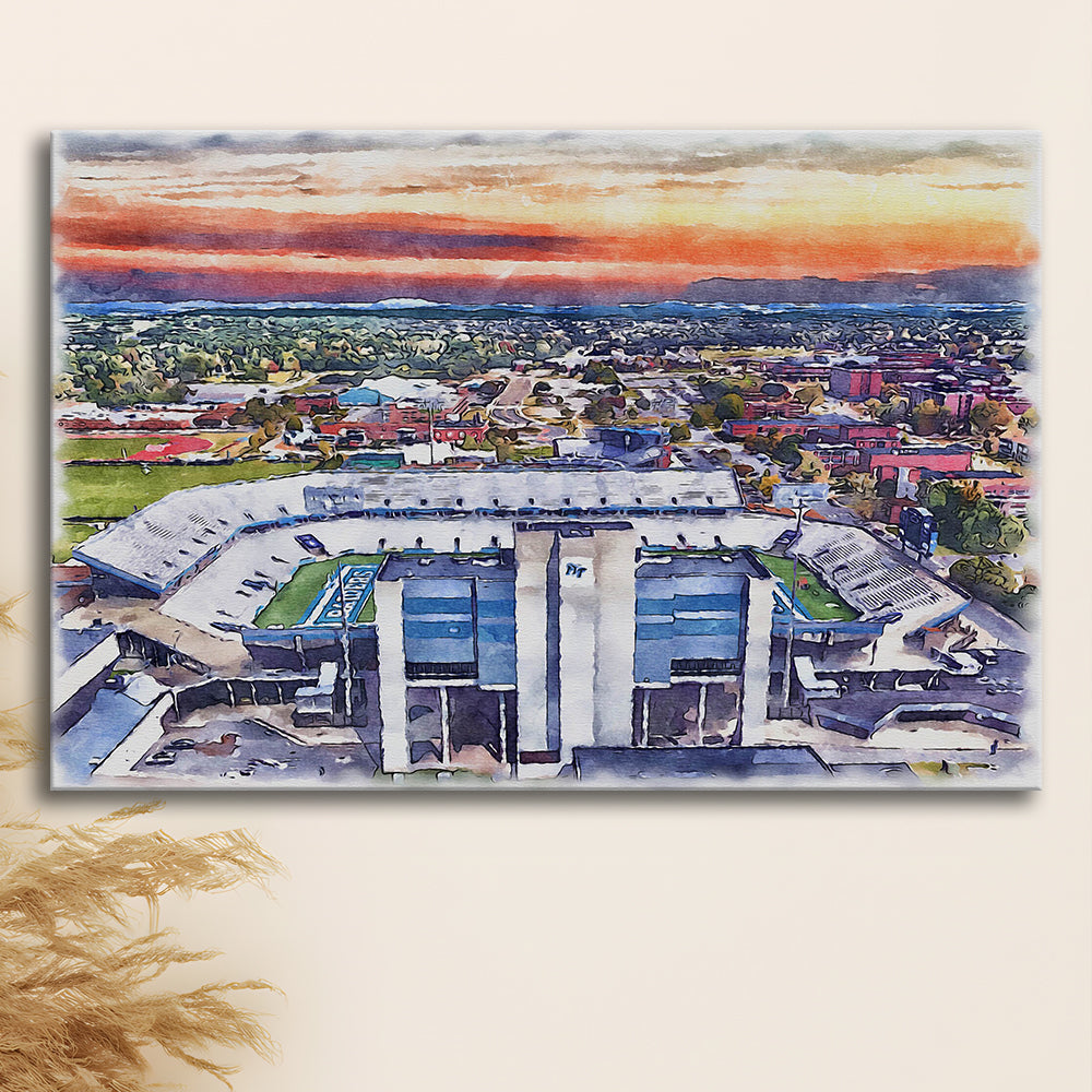 Johnny Red Floyd Painting Stadium Watercolor, Murfreesboro Tennessee, Sport Art, Gifts for him, Canvas Print Wall Art