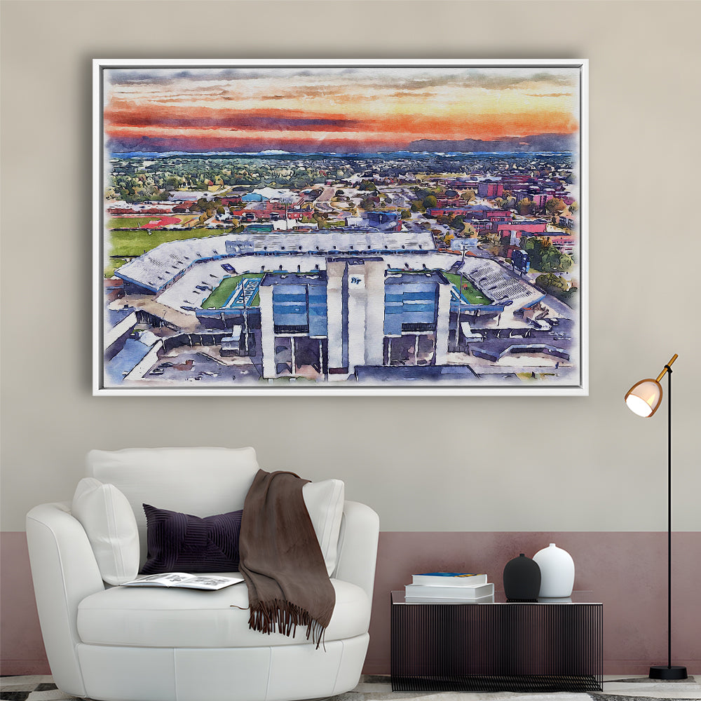 Johnny Red Floyd Painting Stadium Watercolor, Murfreesboro Tennessee, Sport Gift Art, Framed Canvas Print Wall Art