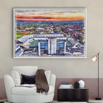 Johnny Red Floyd Painting Stadium Watercolor, Murfreesboro Tennessee, Sport Gift Art, Framed Canvas Print Wall Art