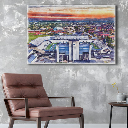 Johnny Red Floyd Painting Stadium Watercolor, Murfreesboro Tennessee, Sport Art, Gifts for him, Canvas Print Wall Art