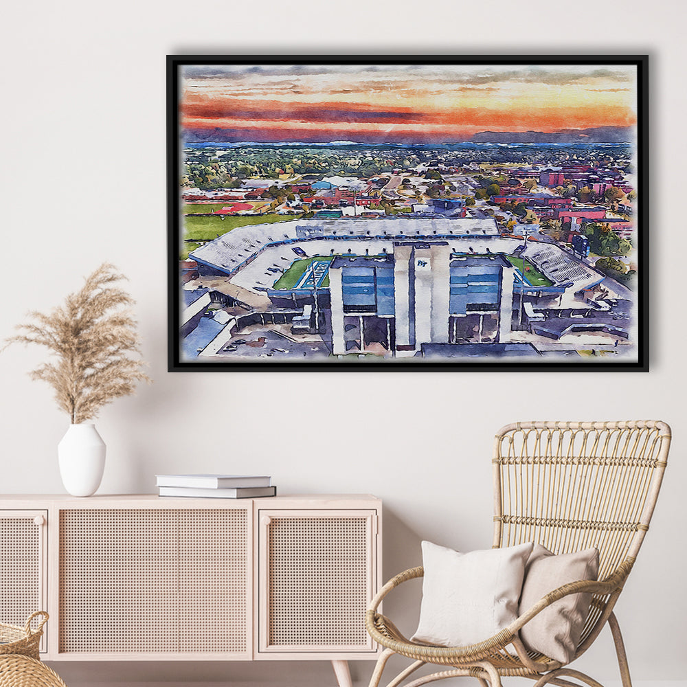 Johnny Red Floyd Painting Stadium Watercolor, Murfreesboro Tennessee, Sport Gift Art, Framed Canvas Print Wall Art
