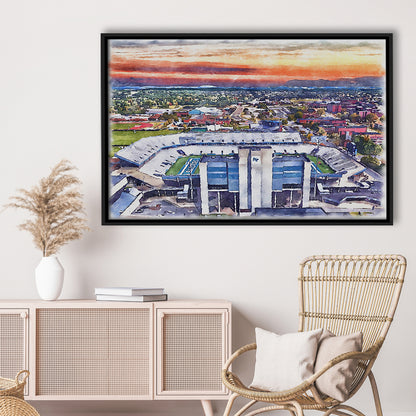 Johnny Red Floyd Painting Stadium Watercolor, Murfreesboro Tennessee, Sport Gift Art, Framed Canvas Print Wall Art