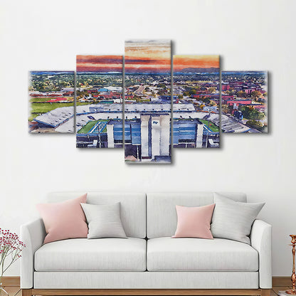 Johnny Red Floyd Painting Stadium Watercolor, Murfreesboro Tennessee, Sport Art, Mixed 5 Panel, Canvas Print Wall Art