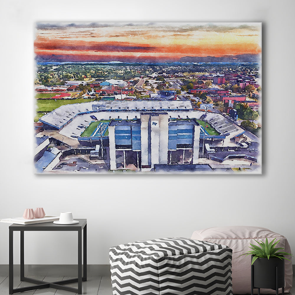 Johnny Red Floyd Painting Stadium Watercolor, Murfreesboro Tennessee, Sport Art, Gifts for him, Canvas Print Wall Art