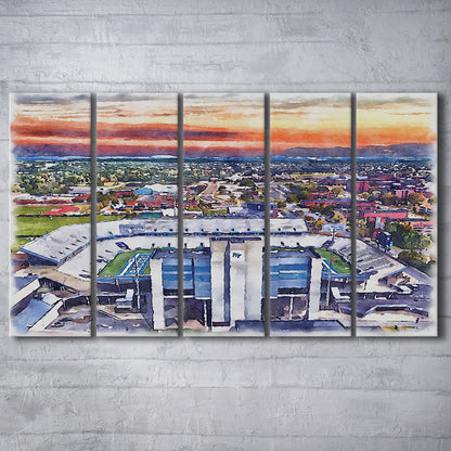 Johnny Red Floyd Painting Stadium Watercolor, Murfreesboro Tennessee, Sport Art, Extra Large Canvas Print Wall Art