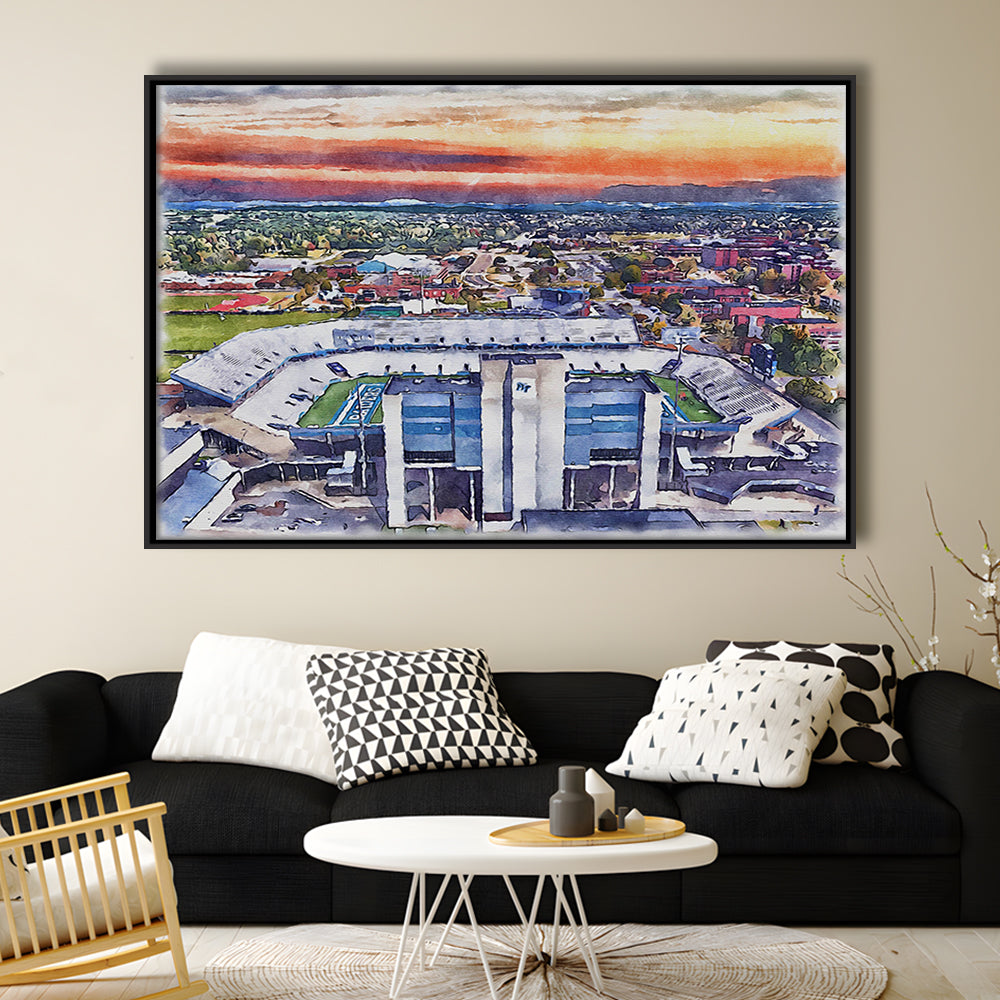 Johnny Red Floyd Painting Stadium Watercolor, Murfreesboro Tennessee, Sport Gift Art, Framed Canvas Print Wall Art