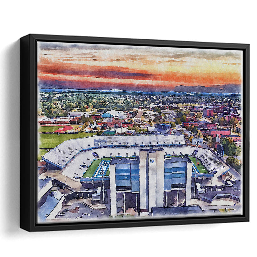 Johnny Red Floyd Painting Stadium Watercolor, Murfreesboro Tennessee, Sport Gift Art, Framed Canvas Print Wall Art