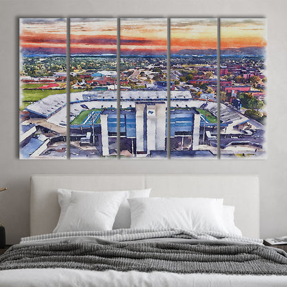 Johnny Red Floyd Painting Stadium Watercolor, Murfreesboro Tennessee, Sport Art, Extra Large Canvas Print Wall Art
