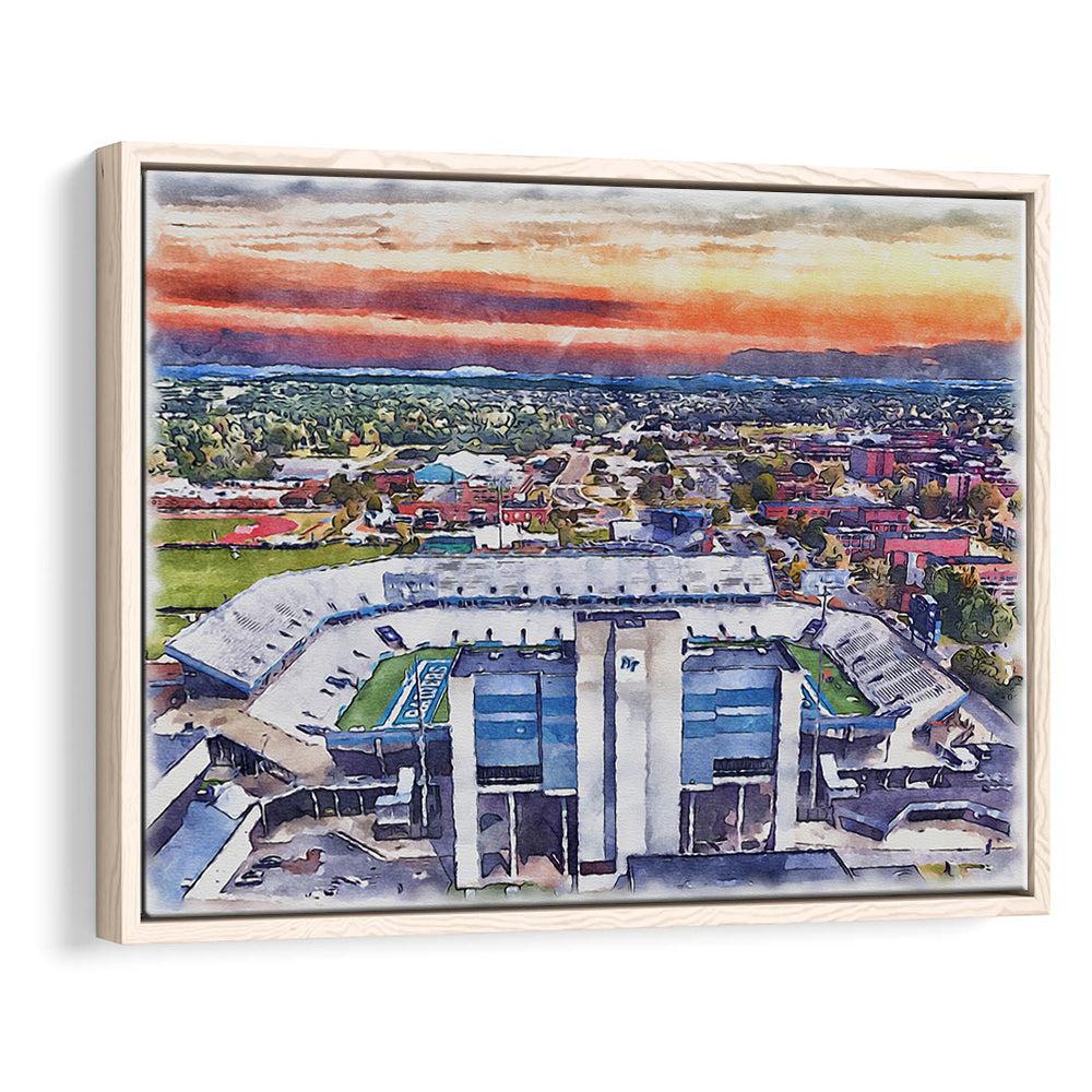 Johnny Red Floyd Painting Stadium Watercolor, Murfreesboro Tennessee, Sport Gift Art, Framed Canvas Print Wall Art
