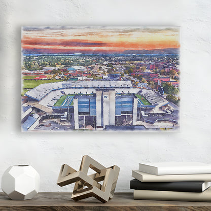 Johnny Red Floyd Painting Stadium Watercolor, Murfreesboro Tennessee, Sport Art, Gifts for him, Canvas Print Wall Art