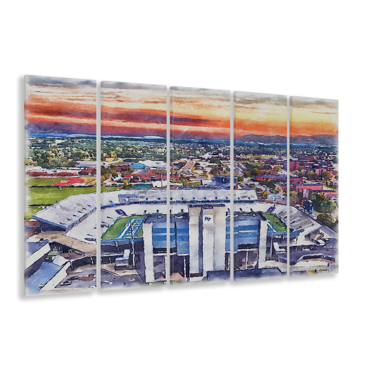 Johnny Red Floyd Painting Stadium Watercolor, Murfreesboro Tennessee, Sport Art, Extra Large Canvas Print Wall Art