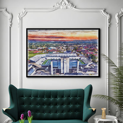 Johnny Red Floyd Painting Stadium Watercolor, Murfreesboro Tennessee, Sport Gift Art, Framed Art Print Wall Decor