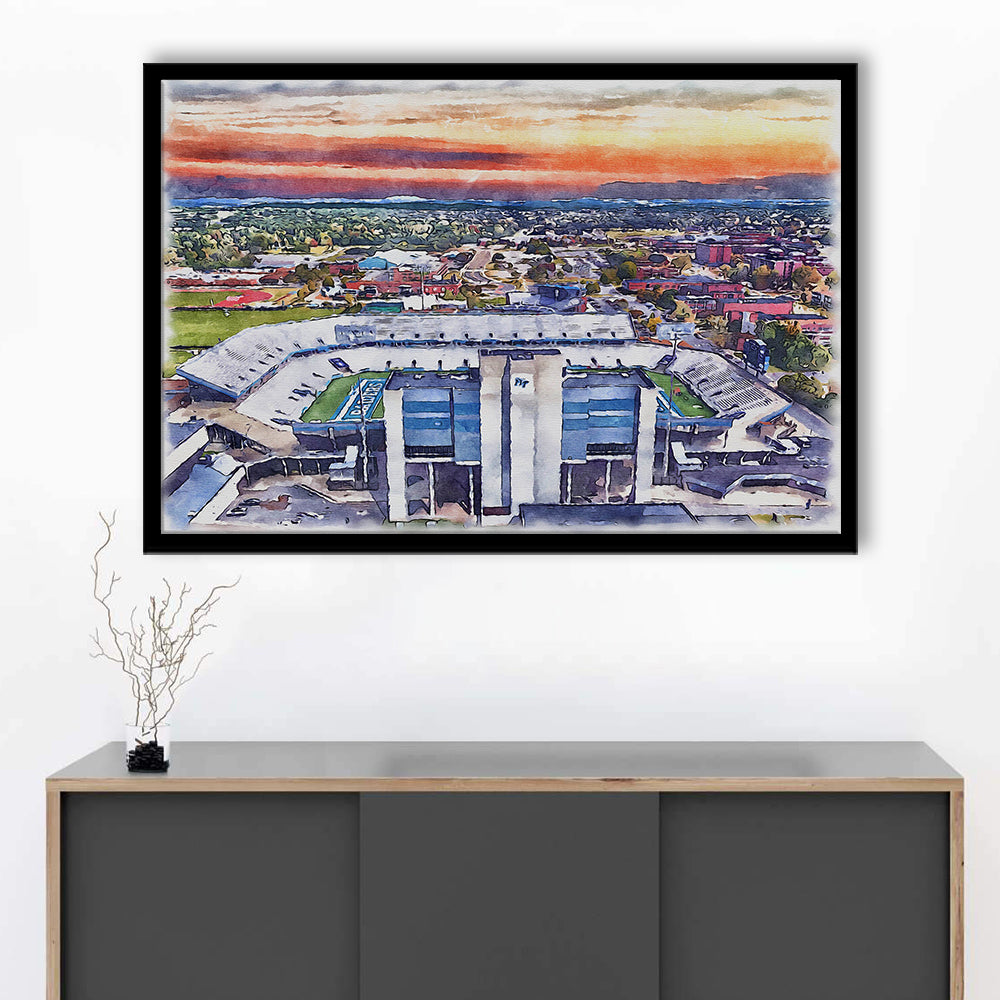 Johnny Red Floyd Painting Stadium Watercolor, Murfreesboro Tennessee, Sport Gift Art, Framed Art Print Wall Decor