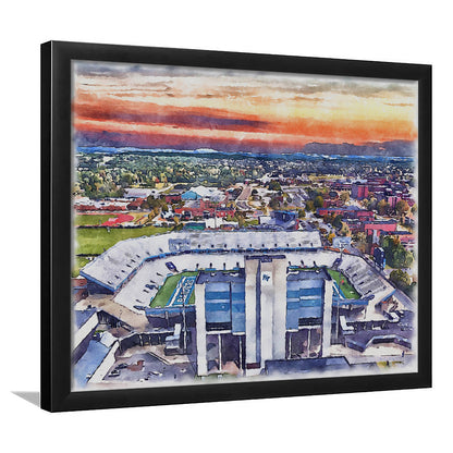 Johnny Red Floyd Painting Stadium Watercolor, Murfreesboro Tennessee, Sport Gift Art, Framed Art Print Wall Decor