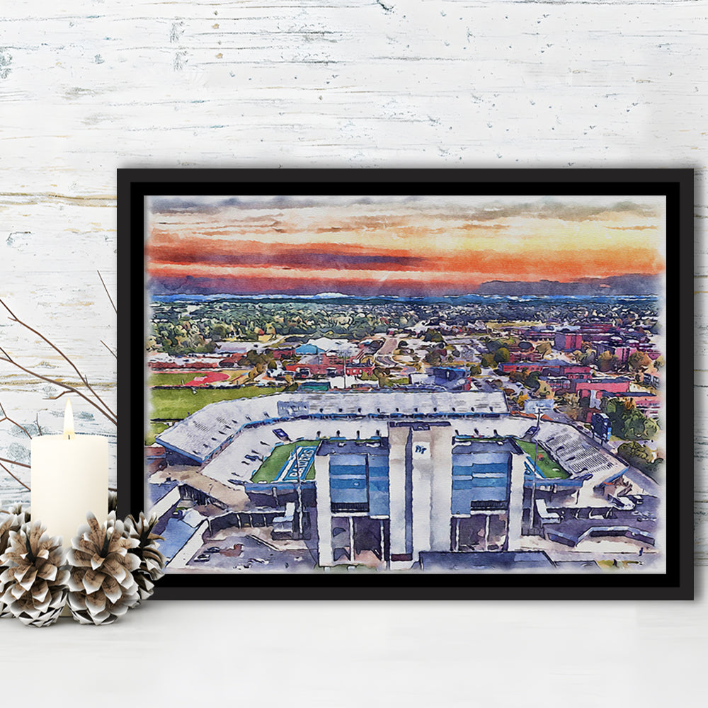 Johnny Red Floyd Painting Stadium Watercolor, Murfreesboro Tennessee, Sport Gift Art, Framed Canvas Print Wall Art