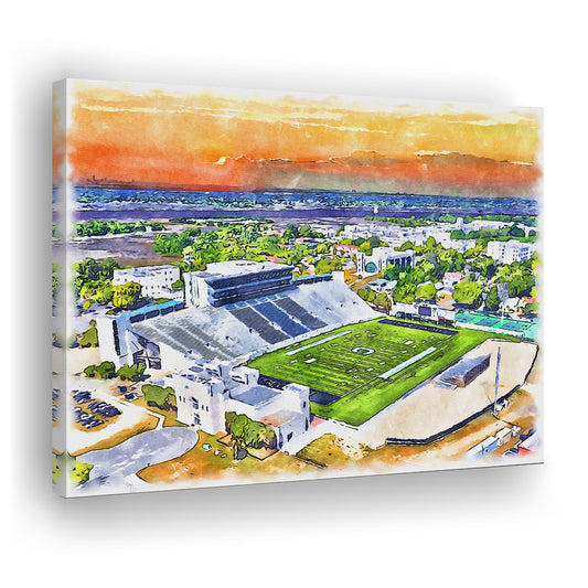 Johnson Hagood Painting Stadium Watercolor, Charleston South Carolina, Sport Art, Gifts for him, Canvas Print Wall Art