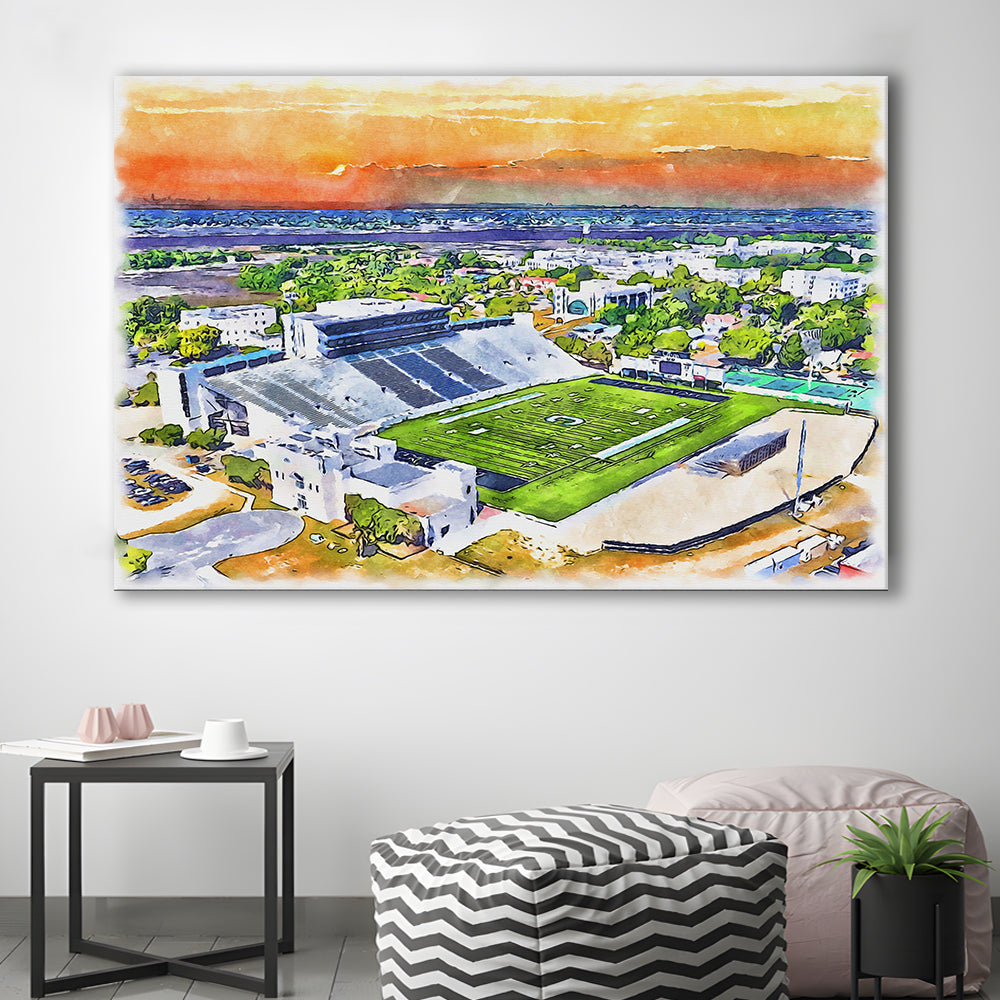 Johnson Hagood Painting Stadium Watercolor, Charleston South Carolina, Sport Art, Gifts for him, Canvas Print Wall Art