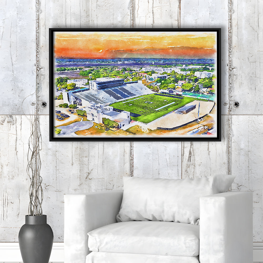 Johnson Hagood Painting Stadium Watercolor, Charleston South Carolina, Sport Gift Art, Framed Canvas Print Wall Art