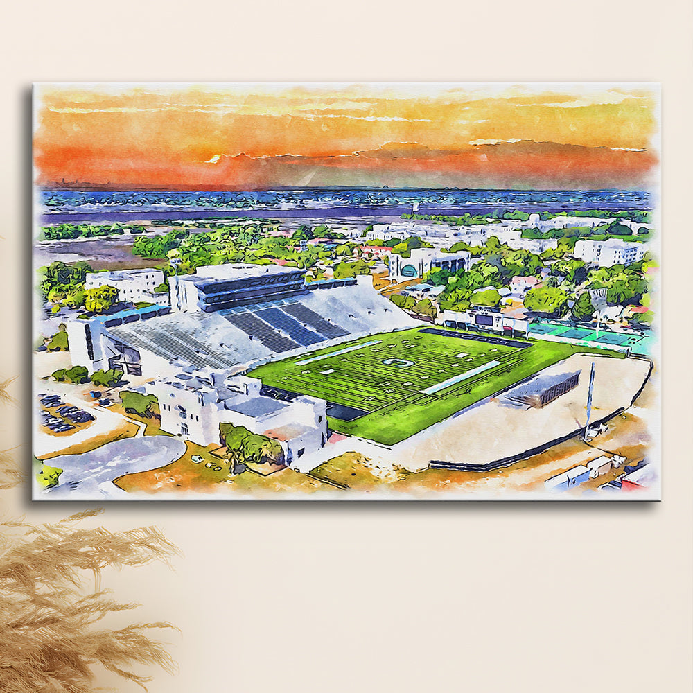Johnson Hagood Painting Stadium Watercolor, Charleston South Carolina, Sport Art, Gifts for him, Canvas Print Wall Art