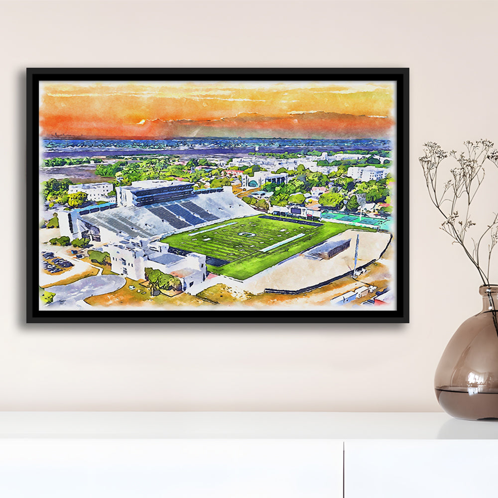 Johnson Hagood Painting Stadium Watercolor, Charleston South Carolina, Sport Gift Art, Framed Canvas Print Wall Art