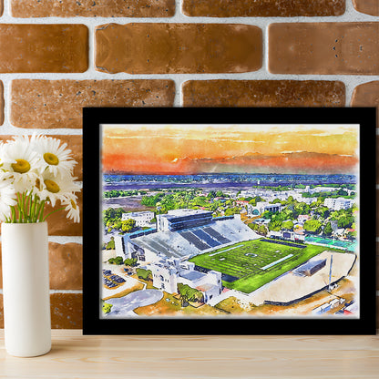 Johnson Hagood Painting Stadium Watercolor, Charleston South Carolina, Sport Gift Art, Framed Art Print Wall Decor