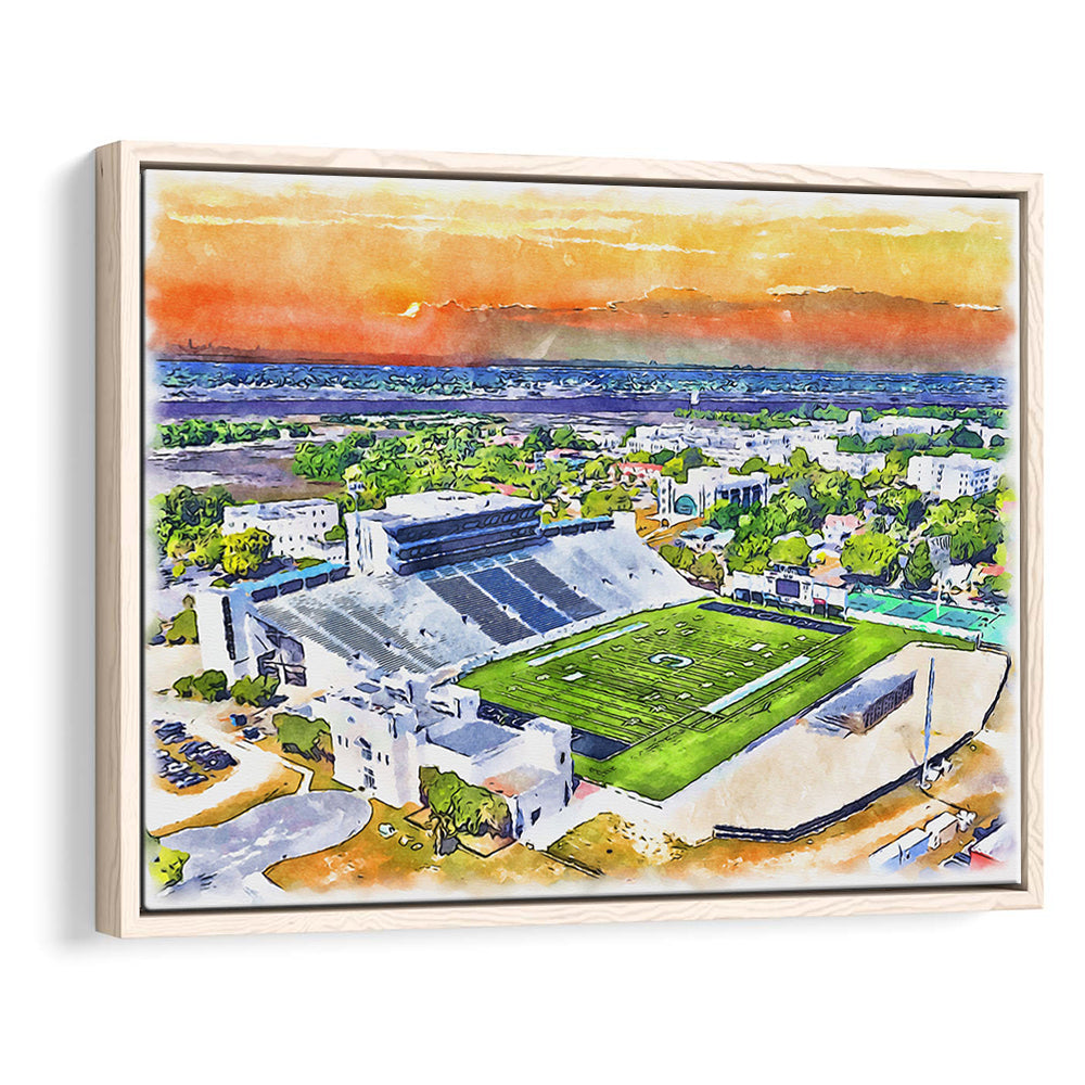Johnson Hagood Painting Stadium Watercolor, Charleston South Carolina, Sport Gift Art, Framed Canvas Print Wall Art