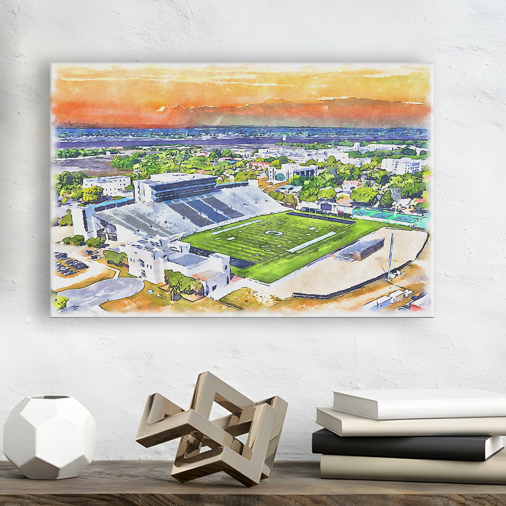 Johnson Hagood Painting Stadium Watercolor, Charleston South Carolina, Sport Art, Gifts for him, Canvas Print Wall Art