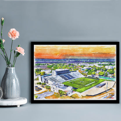 Johnson Hagood Painting Stadium Watercolor, Charleston South Carolina, Sport Gift Art, Framed Art Print Wall Decor