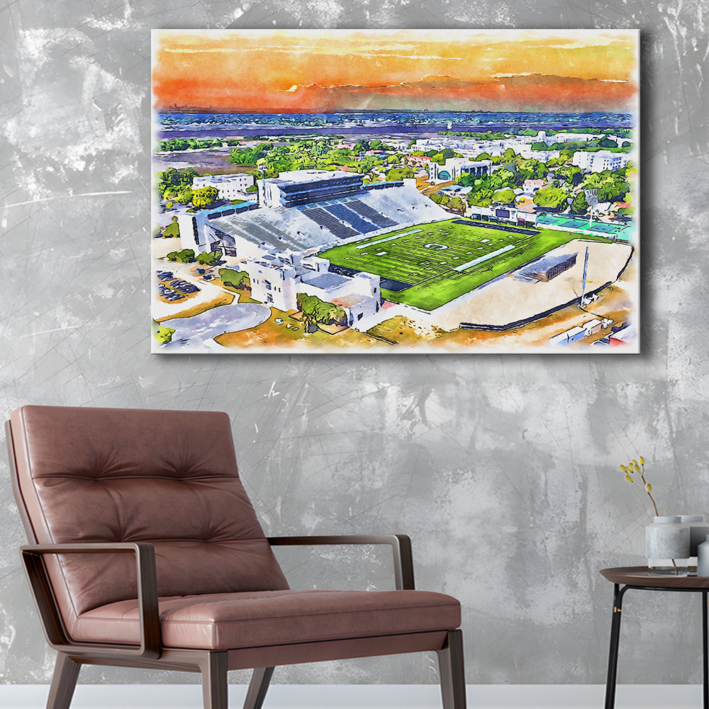 Johnson Hagood Painting Stadium Watercolor, Charleston South Carolina, Sport Art, Gifts for him, Canvas Print Wall Art