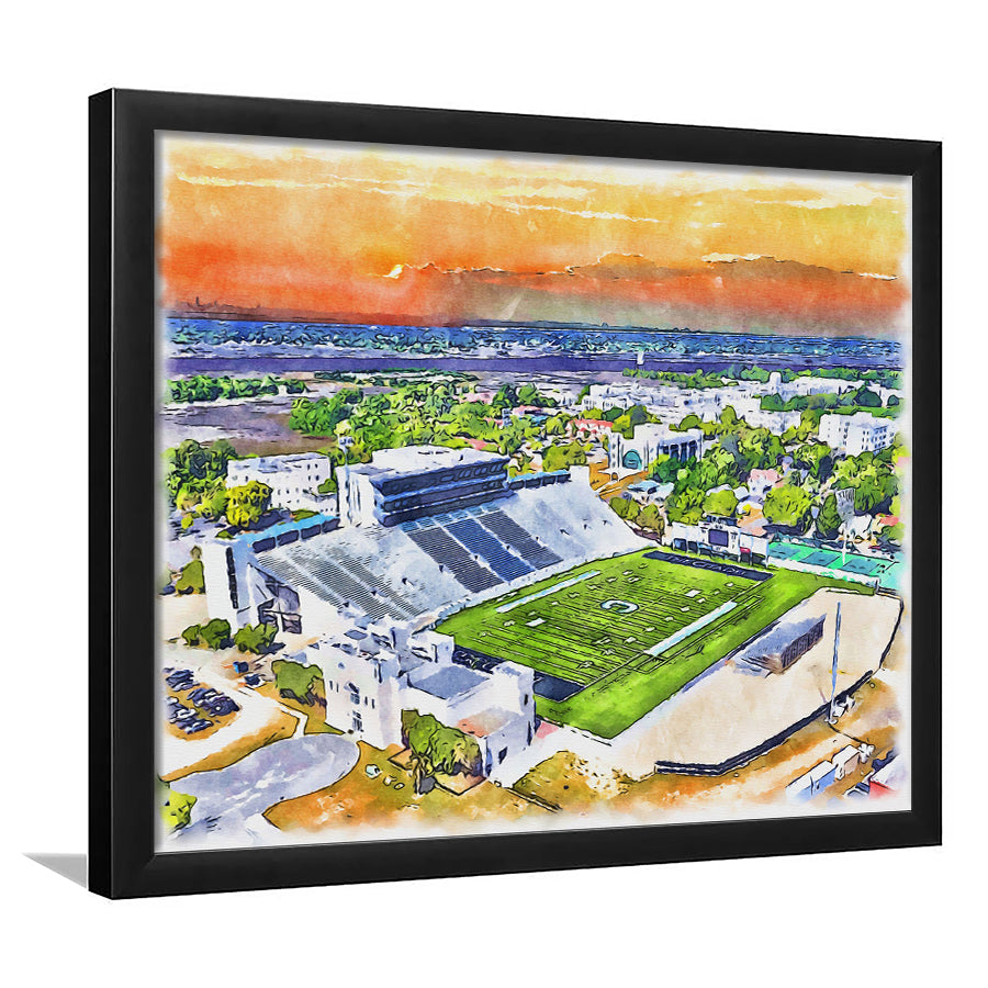 Johnson Hagood Painting Stadium Watercolor, Charleston South Carolina, Sport Gift Art, Framed Art Print Wall Decor