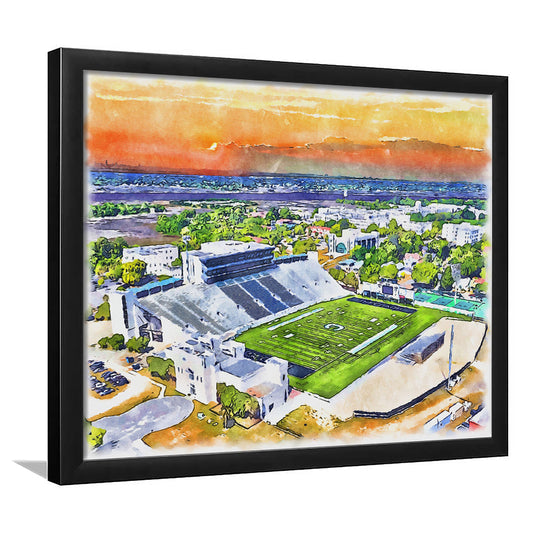 Johnson Hagood Painting Stadium Watercolor, Charleston South Carolina, Sport Gift Art, Framed Art Print Wall Decor