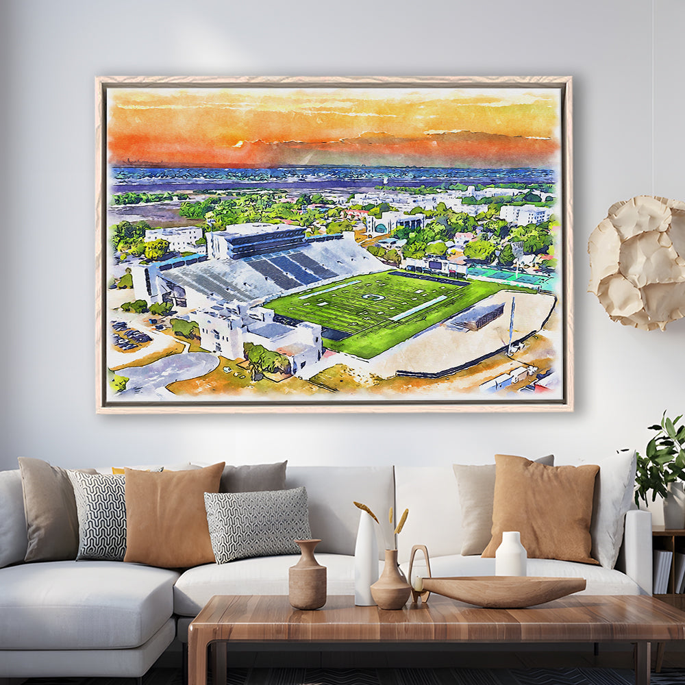 Johnson Hagood Painting Stadium Watercolor, Charleston South Carolina, Sport Gift Art, Framed Canvas Print Wall Art