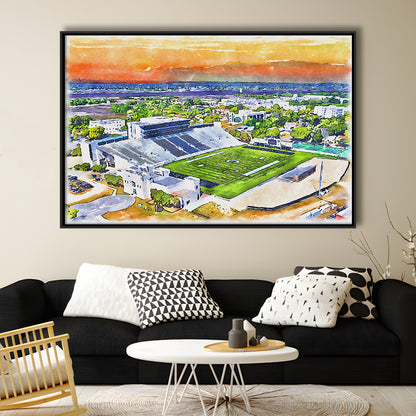 Johnson Hagood Painting Stadium Watercolor, Charleston South Carolina, Sport Gift Art, Framed Canvas Print Wall Art