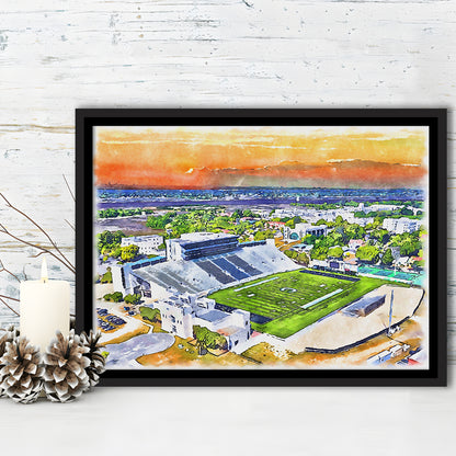 Johnson Hagood Painting Stadium Watercolor, Charleston South Carolina, Sport Gift Art, Framed Canvas Print Wall Art