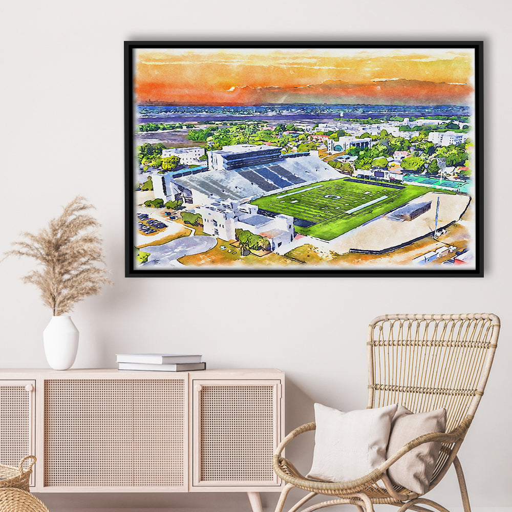 Johnson Hagood Painting Stadium Watercolor, Charleston South Carolina, Sport Gift Art, Framed Canvas Print Wall Art