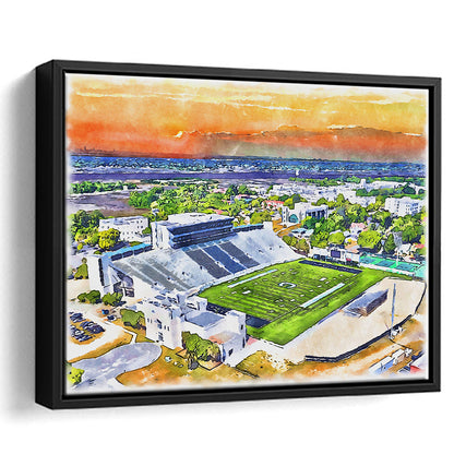 Johnson Hagood Painting Stadium Watercolor, Charleston South Carolina, Sport Gift Art, Framed Canvas Print Wall Art