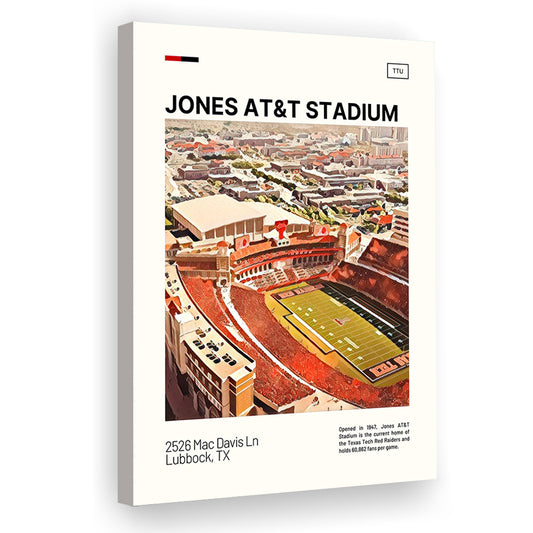 Jones AT&T Stadium Print, Texas Tech Red Raiders Stadium Canvas Art, Fan Gifts, Sport Art, Canvas Print Wall Art