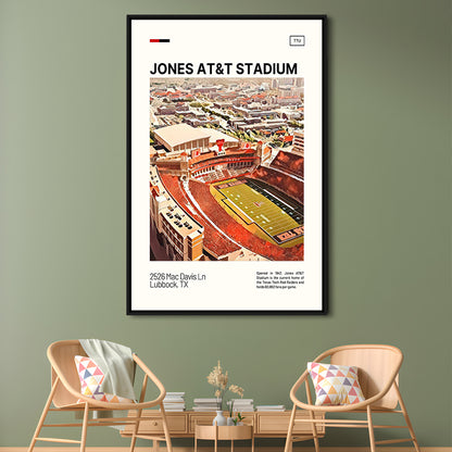 Jones AT&T Stadium Print, Texas Tech Red Raiders Stadium Canvas Art, Man Cave Gift, Floating Framed Canvas Print Wall Art