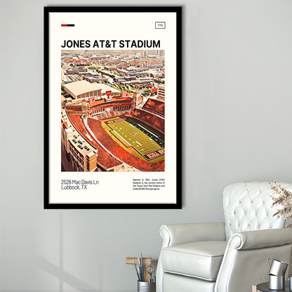 Jones AT&T Stadium Print, Texas Tech Red Raiders Stadium Art, Gifts for him, Sport Art, Framed Art Print Wall Decor