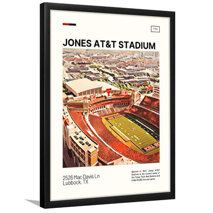 Jones AT&T Stadium Print, Texas Tech Red Raiders Stadium Art, Gifts for him, Sport Art, Framed Art Print Wall Decor