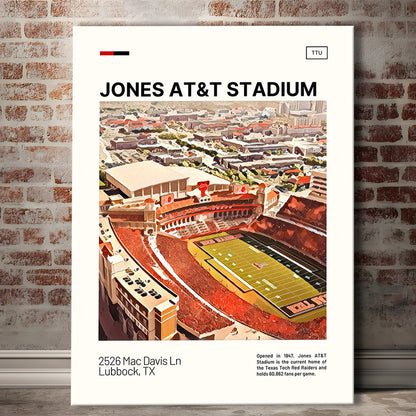 Jones AT&T Stadium Print, Texas Tech Red Raiders Stadium Canvas Art, Fan Gifts, Sport Art, Canvas Print Wall Art