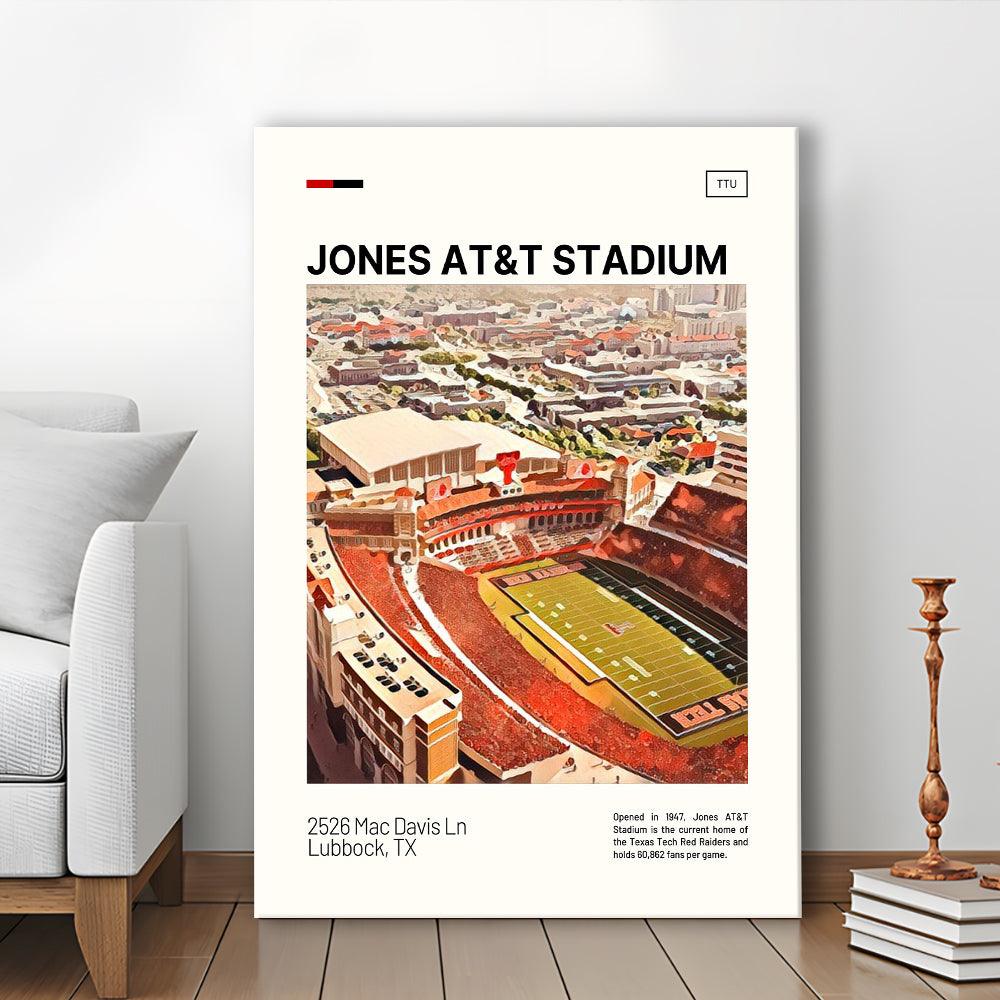 Jones AT&T Stadium Print, Texas Tech Red Raiders Stadium Canvas Art, Fan Gifts, Sport Art, Canvas Print Wall Art