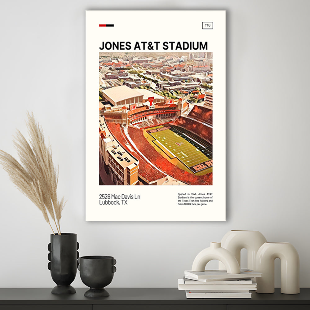 Jones AT&T Stadium Print, Texas Tech Red Raiders Stadium Canvas Art, Fan Gifts, Sport Art, Canvas Print Wall Art