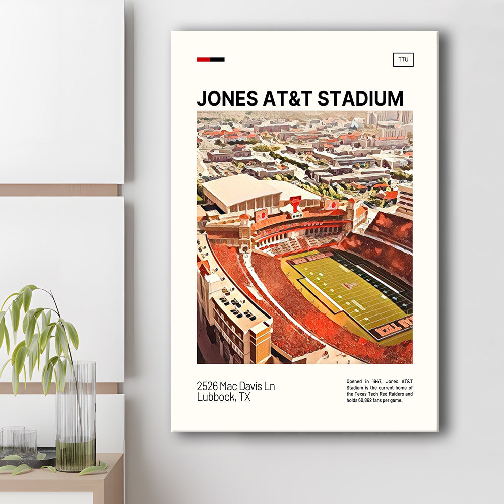 Jones AT&T Stadium Print, Texas Tech Red Raiders Stadium Canvas Art, Fan Gifts, Sport Art, Canvas Print Wall Art