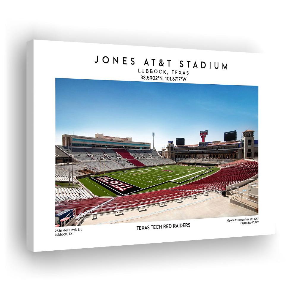 Jones At&T Stadium, Texas Tech Red Raiders Football Stadium Wall Art Print, Canvas Print Wall Art, Man Cave Gift