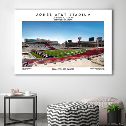 Jones At&T Stadium, Texas Tech Red Raiders Football Stadium Wall Art Print, Canvas Print Wall Art, Man Cave Gift