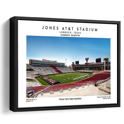 Jones At&T Stadium, Texas Tech Red Raiders Football Stadium Wall Art Print, Framed Canvas Print Wall Art