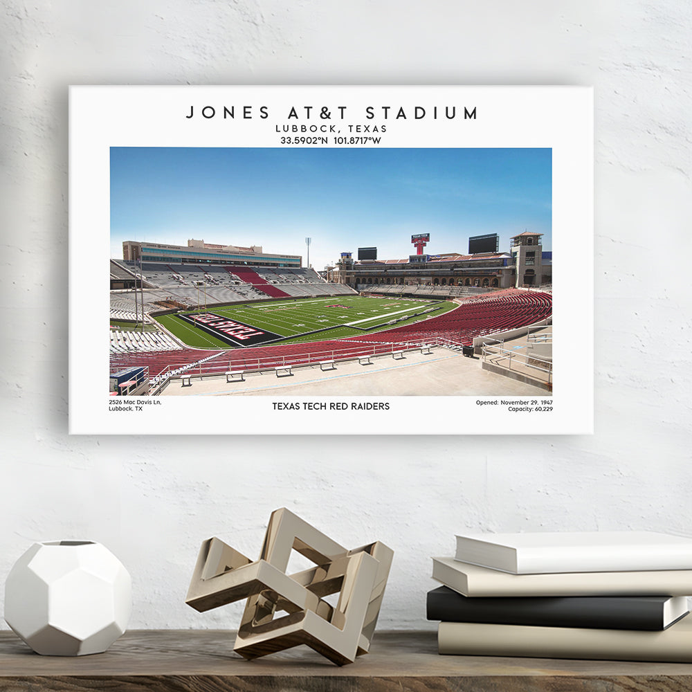 Jones At&T Stadium, Texas Tech Red Raiders Football Stadium Wall Art Print, Canvas Print Wall Art, Man Cave Gift