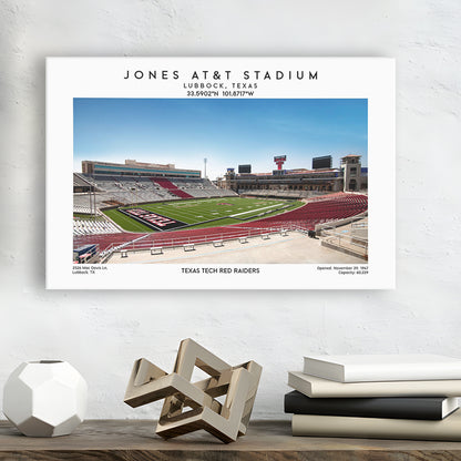 Jones At&T Stadium, Texas Tech Red Raiders Football Stadium Wall Art Print, Canvas Print Wall Art, Man Cave Gift
