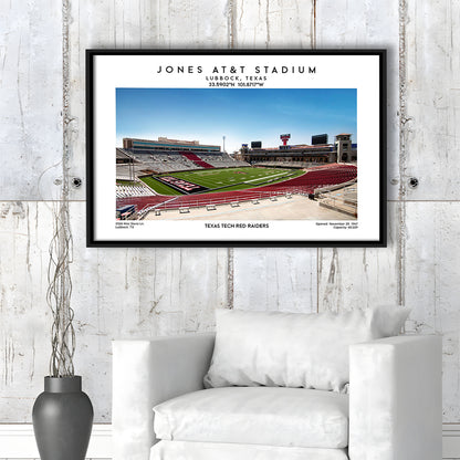 Jones At&T Stadium, Texas Tech Red Raiders Football Stadium Wall Art Print, Framed Canvas Print Wall Art